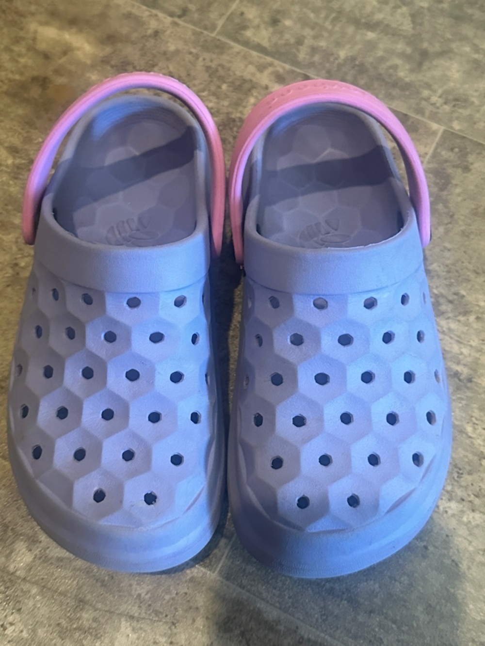 Kids Lightweight Purple Foam Clogs with Pink Heel Strap